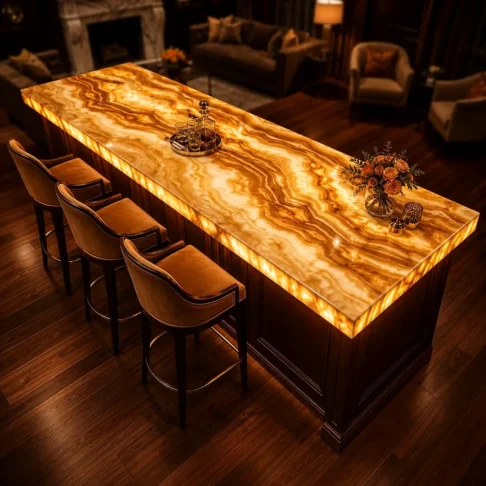 Барная стойка из оникса Honey Onyx — медовая столешница с подсветкой Фото 3